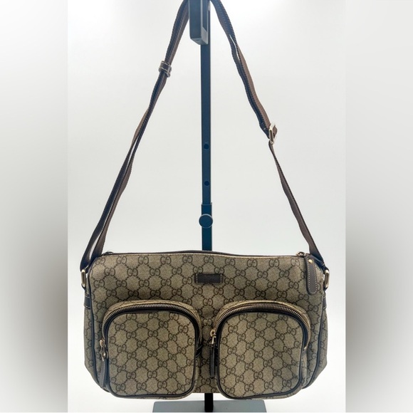 Gucci Handbags - Gucci Brown/Beige GG Supreme Double Pocket Messenger Bag